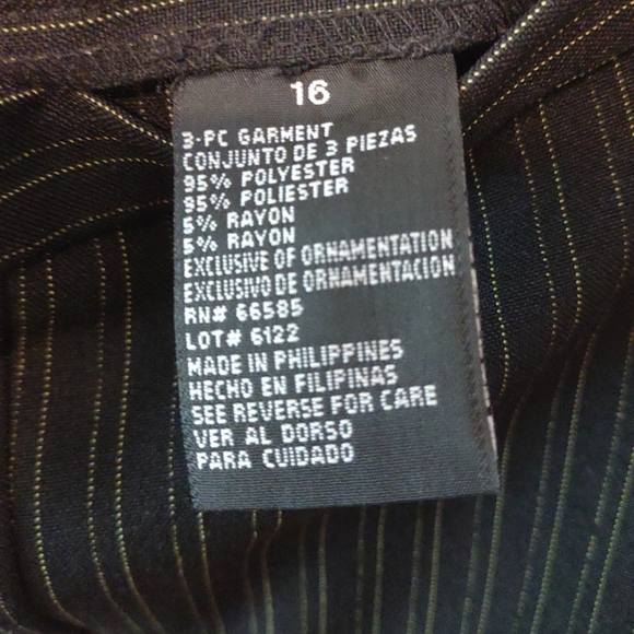 Perceptions 3 Pc Suit Jacket, Tank, Pants Black White Thin stripes Green Tank - Picture 10 of 10